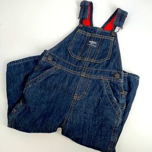 Oshkosh B'gosh Denim Overalls Red Fleeced Lined Sz 24 months